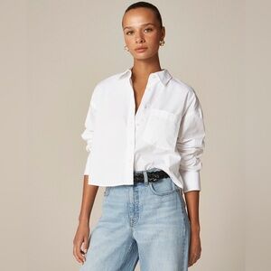 NWT J. Crew Etienne Crop Button Up Shirt Size XS Oversized Fit White $98 CI530